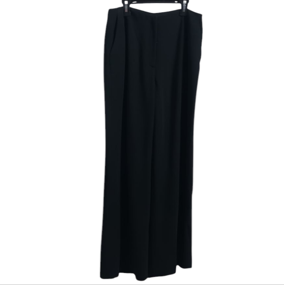 Women's Ann Taylor Elegant Black Wide-Leg Trousers